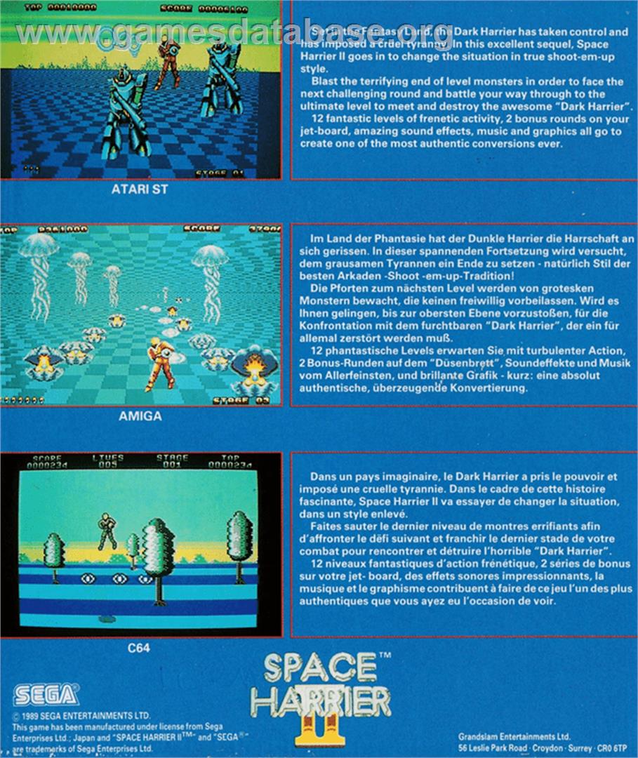 Space Harrier 2 - Amstrad CPC - Artwork - Box Back