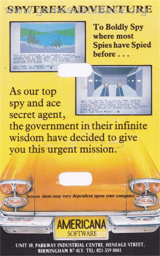 Spy-Trek Adventure - Amstrad CPC - Artwork - Box Back