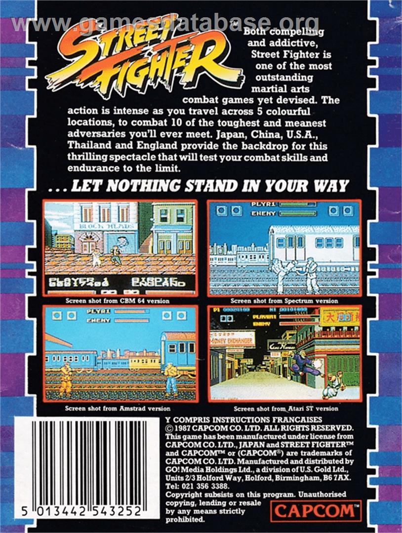 Street Fighter - Amstrad CPC - Artwork - Box Back