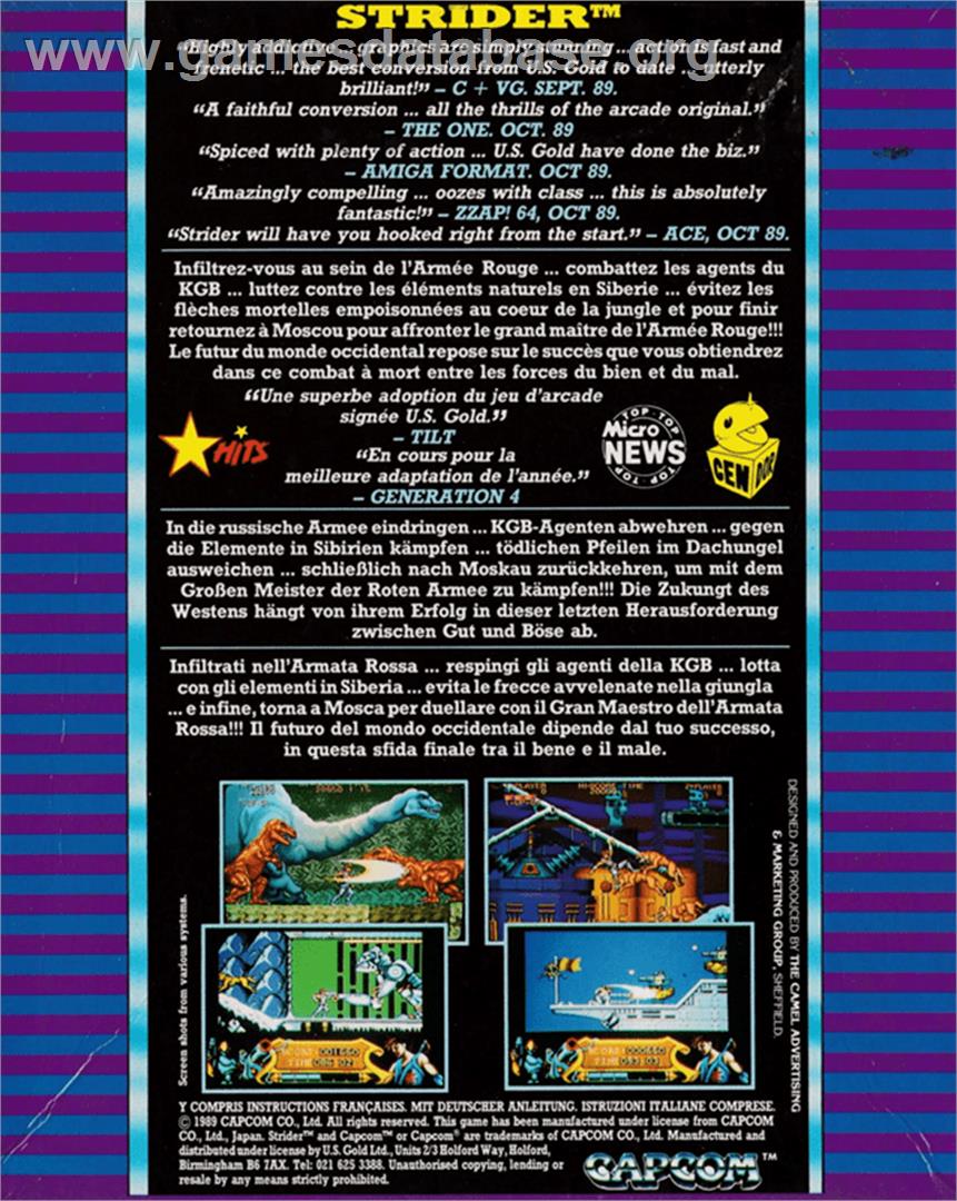 Strider - Amstrad CPC - Artwork - Box Back