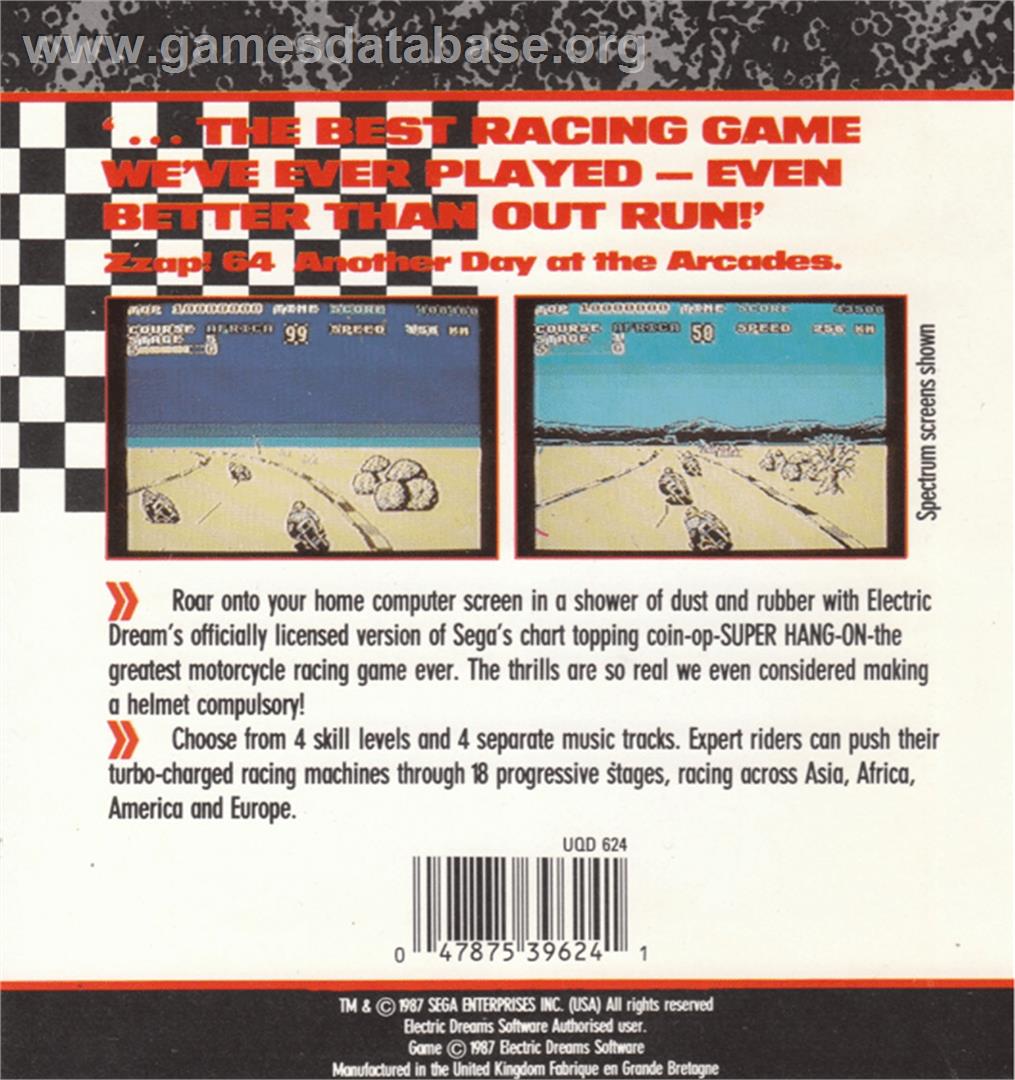 Super Hang-On - Amstrad CPC - Artwork - Box Back