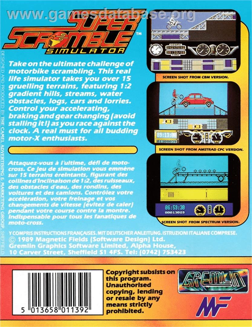Super Scramble Simulator - Amstrad CPC - Artwork - Box Back