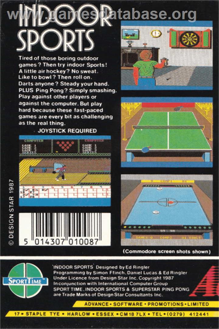 Superstar Indoor Sports - Amstrad CPC - Artwork - Box Back