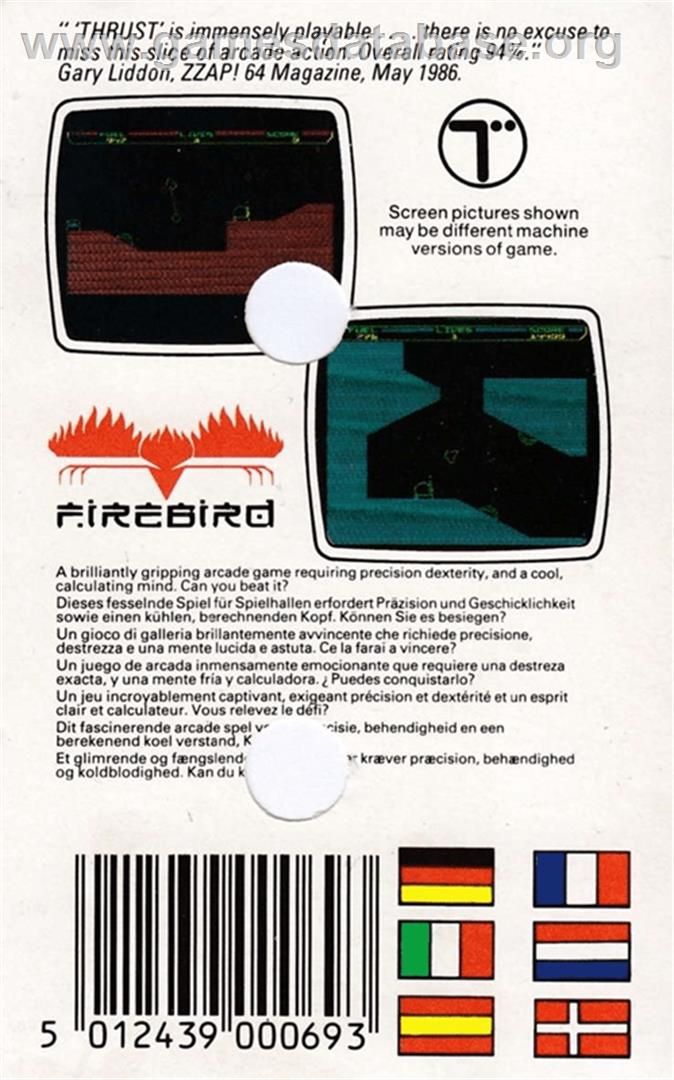 Thrust - Amstrad CPC - Artwork - Box Back
