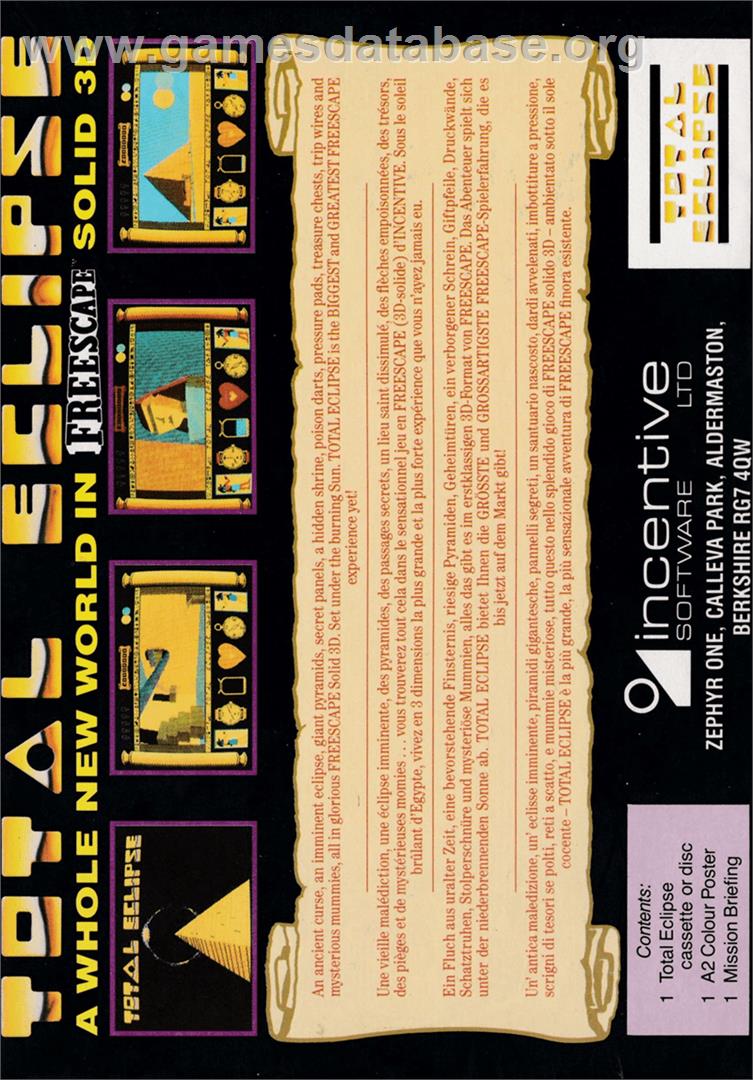 Total Eclipse 2 - The Sphinx Jinx - Amstrad CPC - Artwork - Box Back