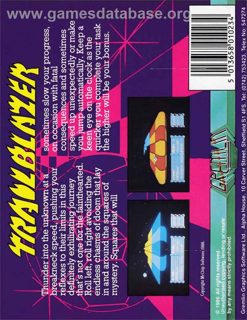 Trailblazer - Amstrad CPC - Artwork - Box Back