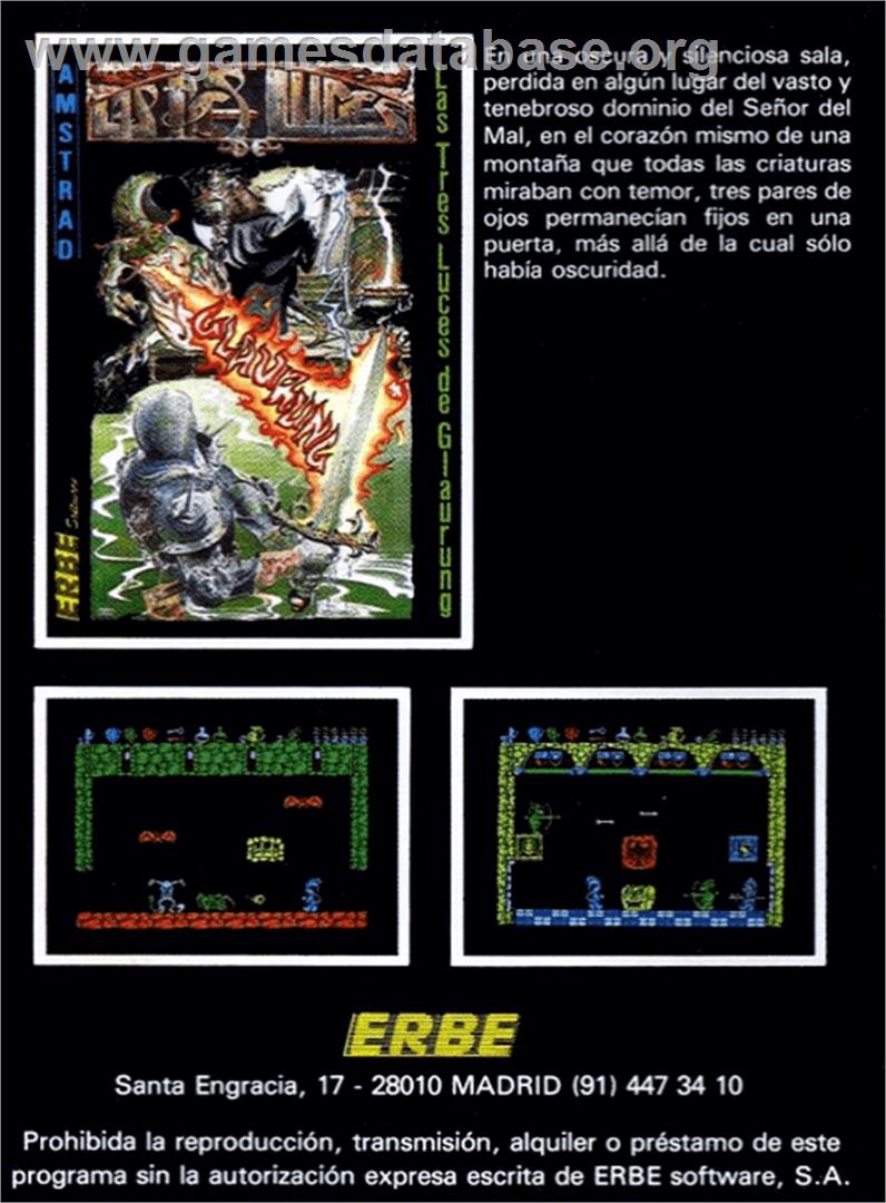 Tres Luces De Glaurung, Las - Amstrad CPC - Artwork - Box Back