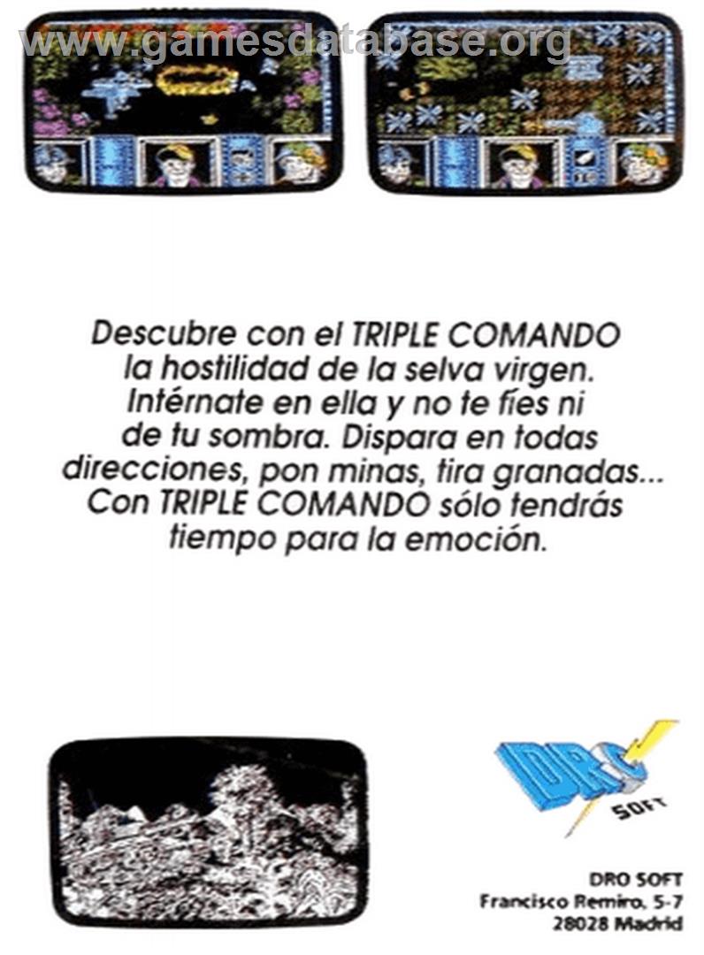 Triple Comando - Amstrad CPC - Artwork - Box Back
