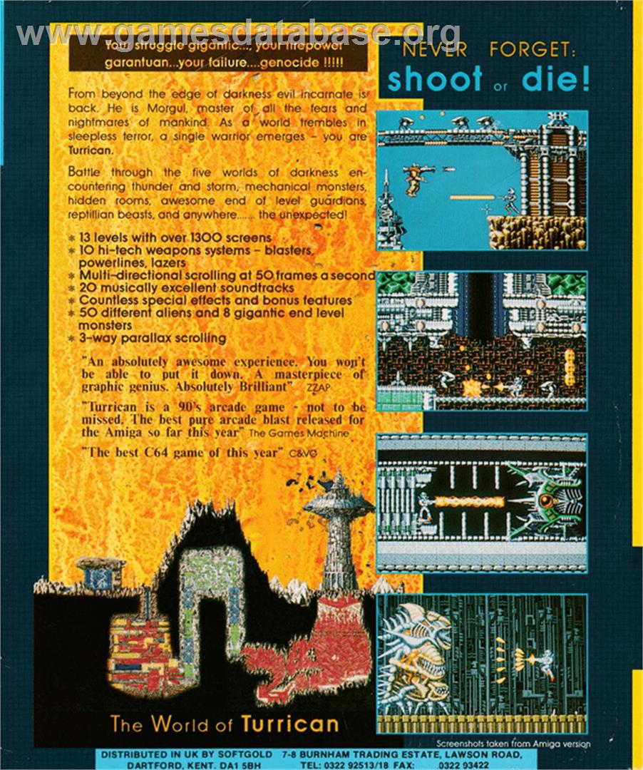Turrican - Amstrad CPC - Artwork - Box Back
