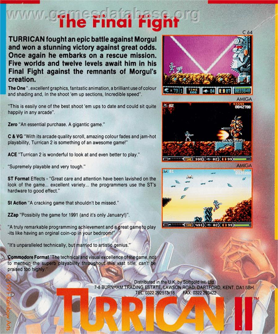 Turrican II: The Final Fight - Amstrad CPC - Artwork - Box Back