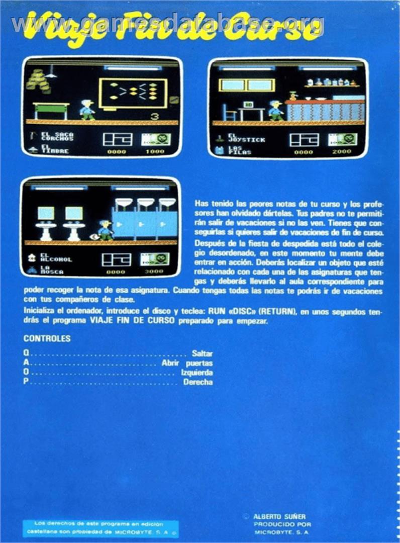 Viaje Fin De Curso - Amstrad CPC - Artwork - Box Back