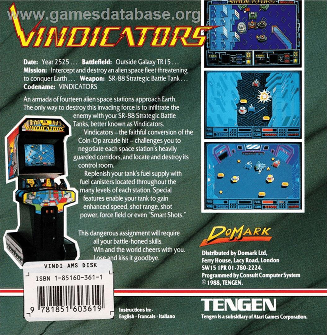 Vindicators - Amstrad CPC - Artwork - Box Back