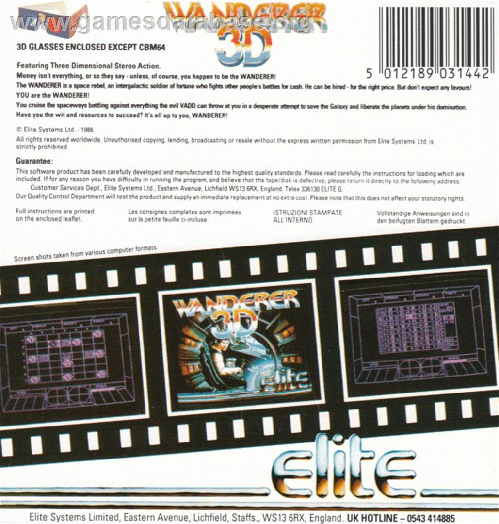 Wanderer 3D - Amstrad CPC - Artwork - Box Back