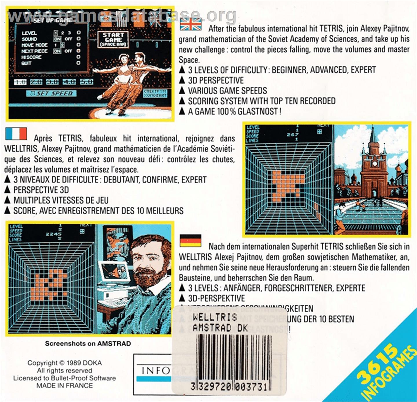 Welltris - Amstrad CPC - Artwork - Box Back