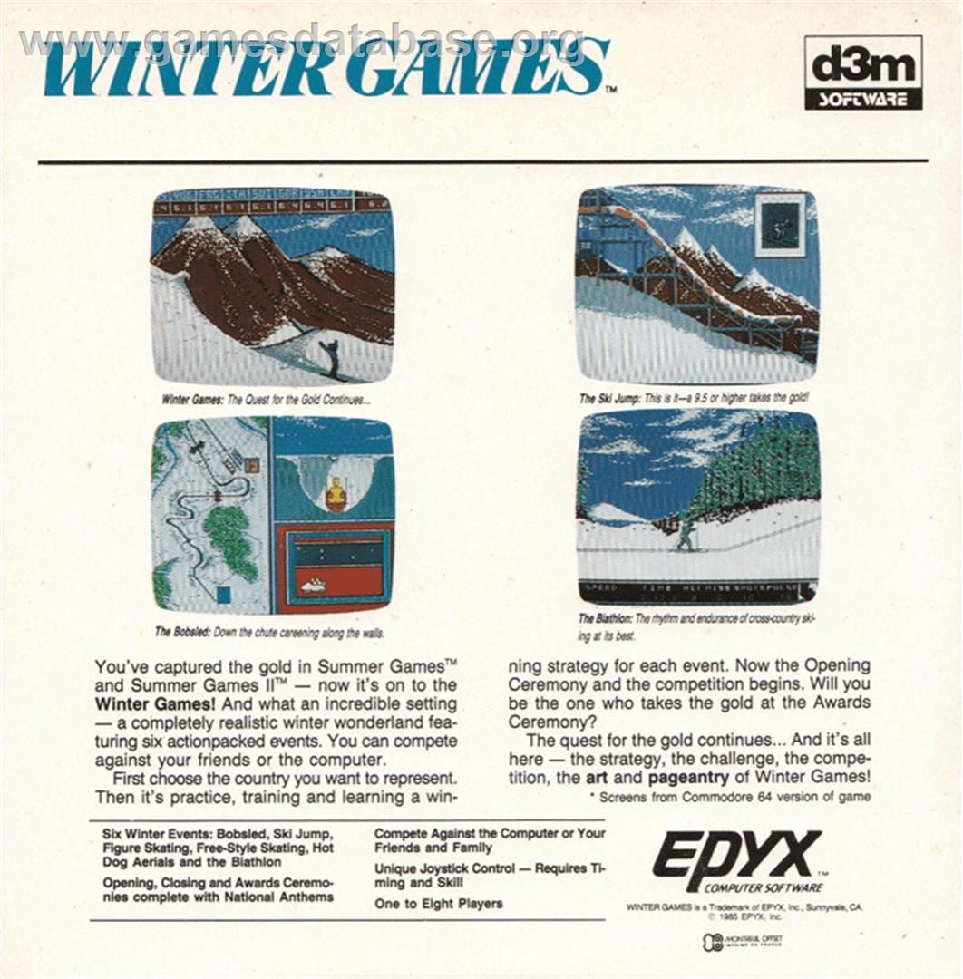 Winter Games - Amstrad CPC - Artwork - Box Back