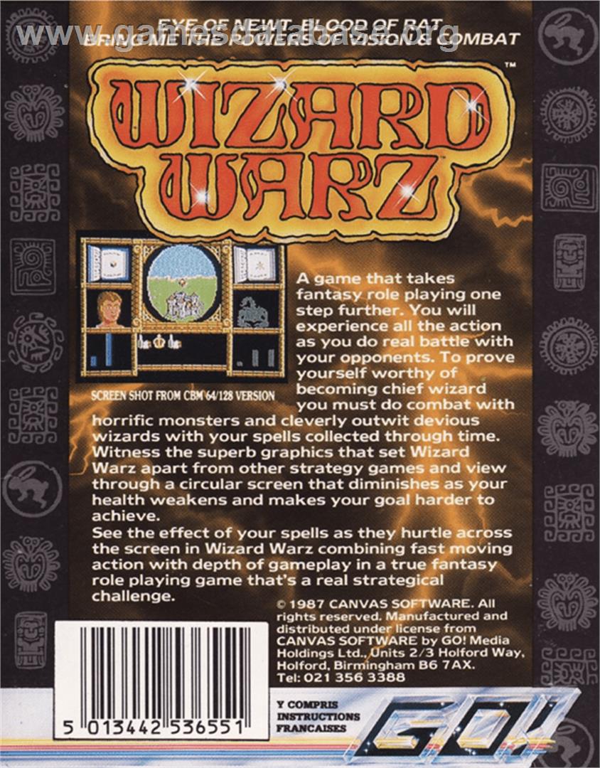 Wizard Warz - Amstrad CPC - Artwork - Box Back