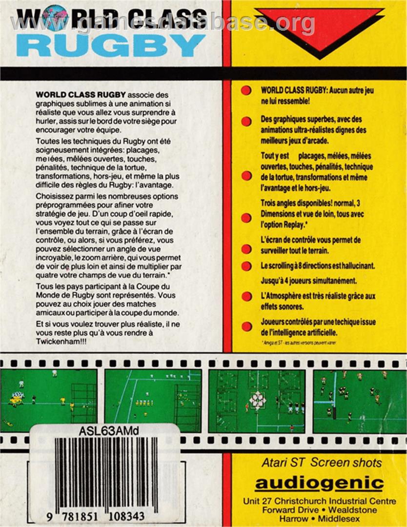World Class Soccer - Amstrad CPC - Artwork - Box Back