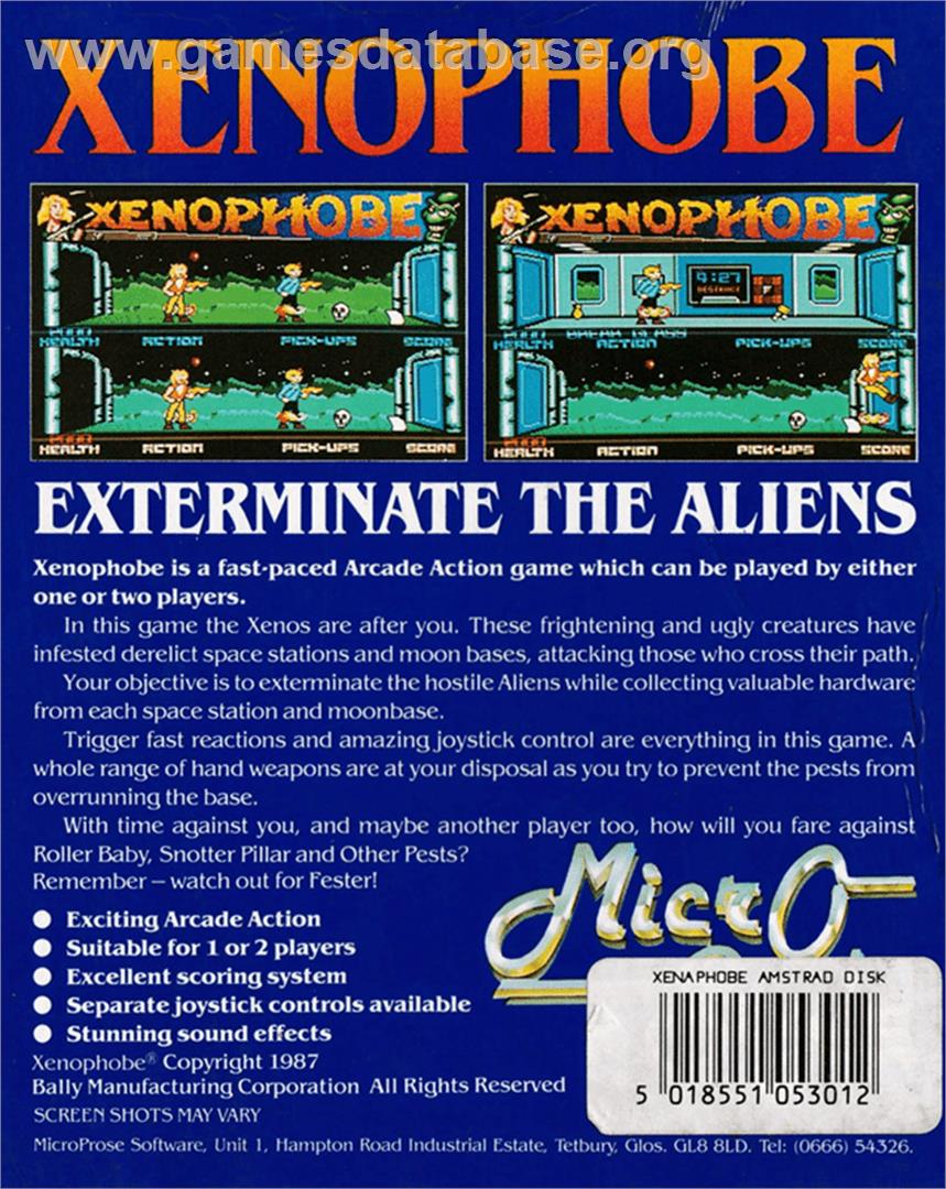 Xenophobe - Amstrad CPC - Artwork - Box Back