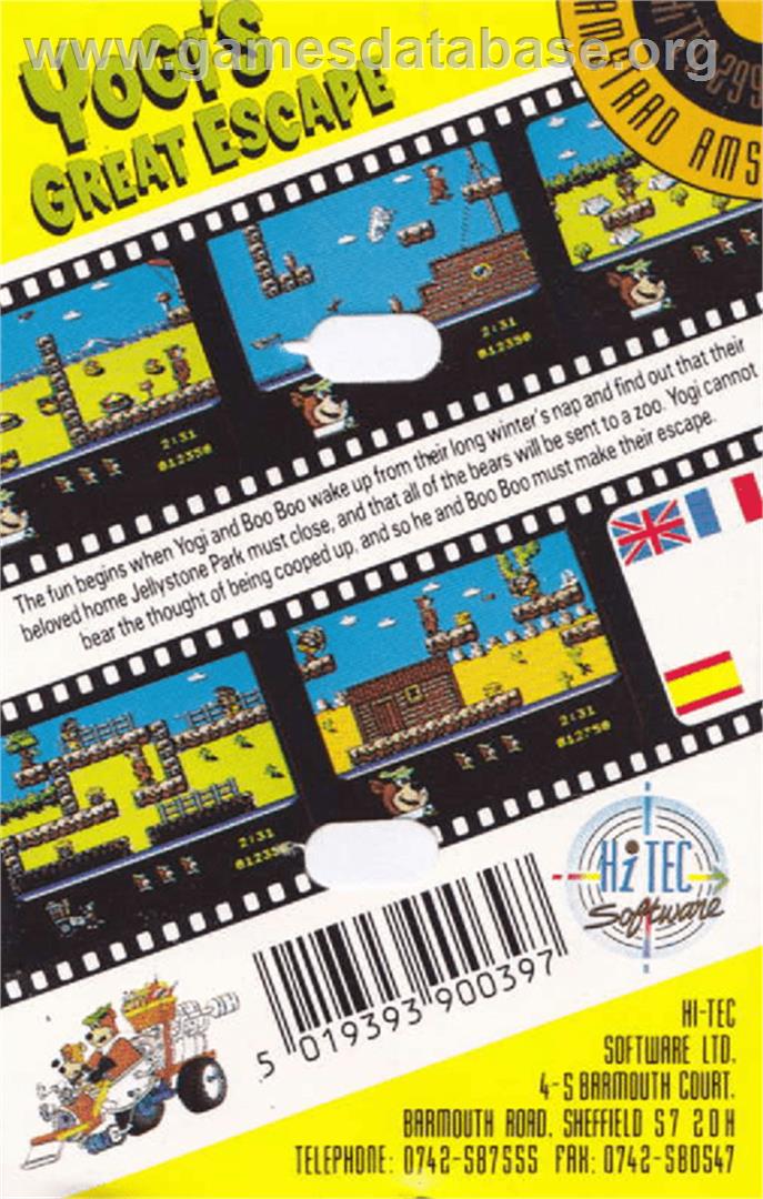 Yogi's Great Escape - Amstrad CPC - Artwork - Box Back