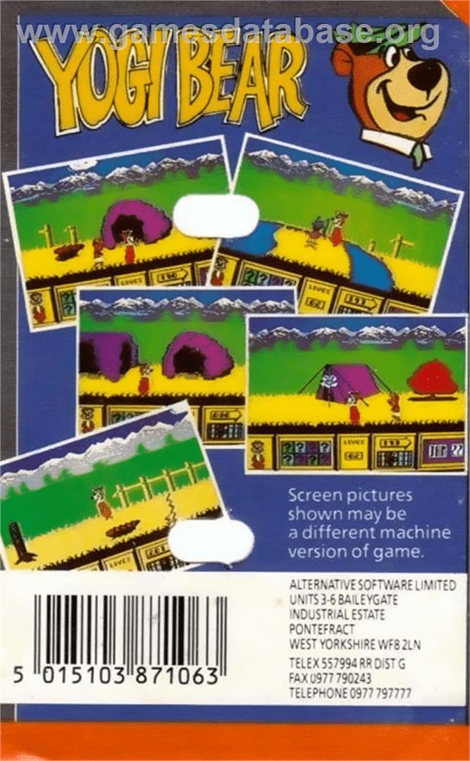 Yogi Bear - Amstrad CPC - Artwork - Box Back
