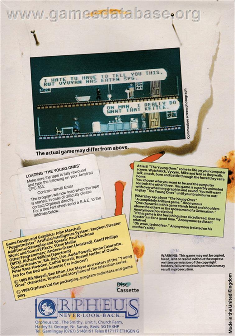 Young Ones, The - Amstrad CPC - Artwork - Box Back