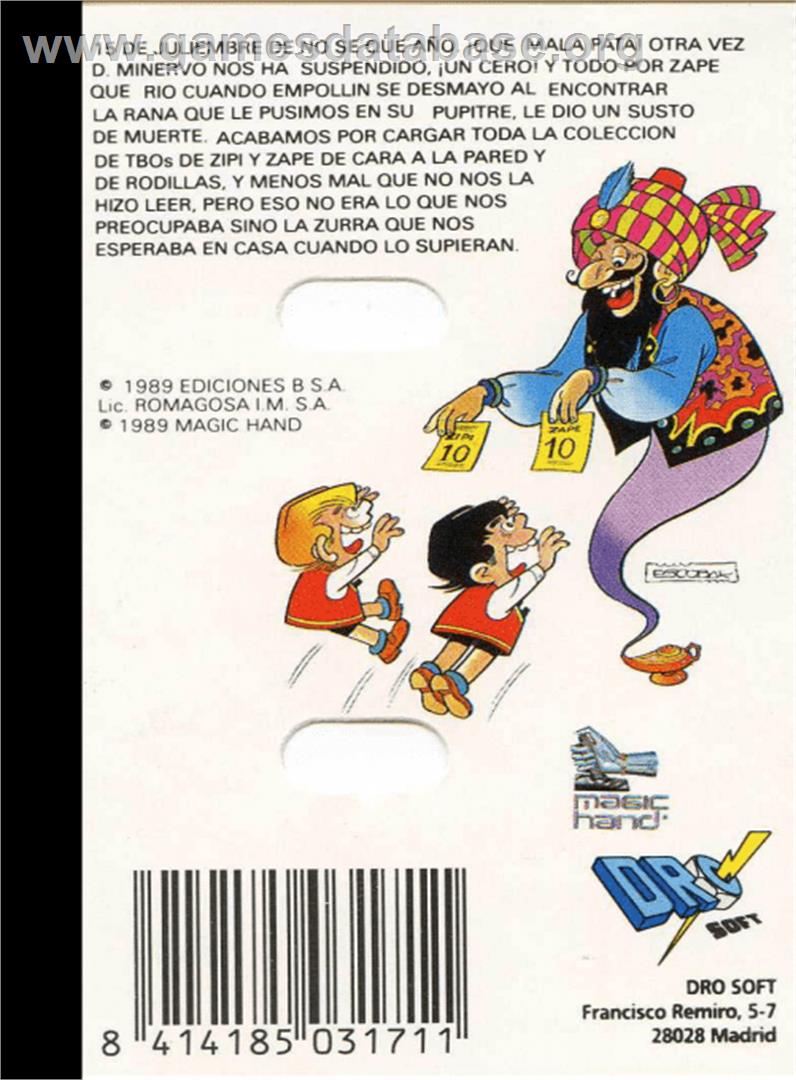 Zipi Y Zape - Amstrad CPC - Artwork - Box Back