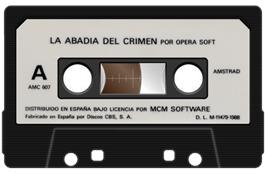 Cartridge artwork for Abadía del Crimen on the Amstrad CPC.