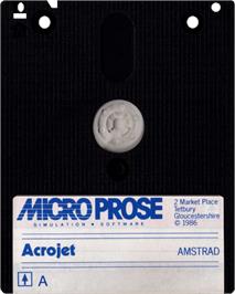 Cartridge artwork for Acrojet on the Amstrad CPC.
