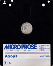 Cartridge artwork for Acrojet on the Amstrad CPC.