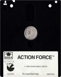 Cartridge artwork for Action Force on the Amstrad CPC.