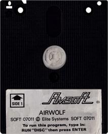 Cartridge artwork for Airwolf on the Amstrad CPC.