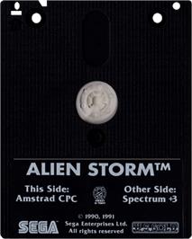 Cartridge artwork for Alien Storm on the Amstrad CPC.