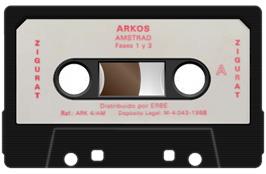 Cartridge artwork for Arkos on the Amstrad CPC.