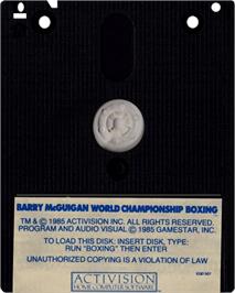Cartridge artwork for Barry McGuigan World Championship Boxing on the Amstrad CPC.