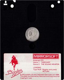 Cartridge artwork for Biggles on the Amstrad CPC.