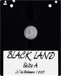 Cartridge artwork for Black Land on the Amstrad CPC.