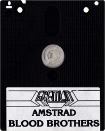 Cartridge artwork for Blood Brothers on the Amstrad CPC.