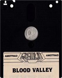 Cartridge artwork for Blood Valley on the Amstrad CPC.
