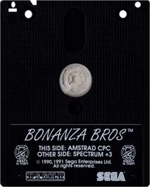 Cartridge artwork for Bonanza Bros. on the Amstrad CPC.