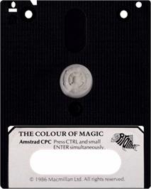 Cartridge artwork for Colour of Magic on the Amstrad CPC.