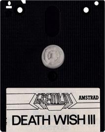 Cartridge artwork for Death Wish 3 on the Amstrad CPC.