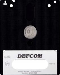 Cartridge artwork for Defcom on the Amstrad CPC.