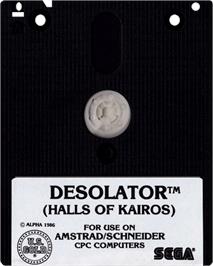 Cartridge artwork for Desolator on the Amstrad CPC.