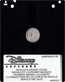 Cartridge artwork for Donald's Alphabet Chase on the Amstrad CPC.