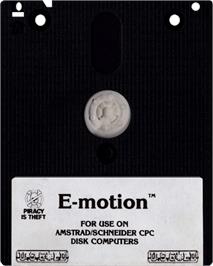 Cartridge artwork for E-motion on the Amstrad CPC.