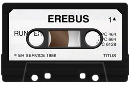Cartridge artwork for Erebus on the Amstrad CPC.