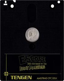 Cartridge artwork for Escape from the Planet of the Robot Monsters on the Amstrad CPC.