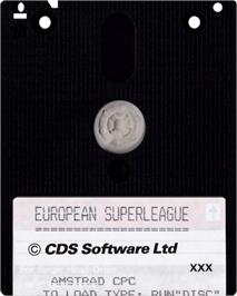 Cartridge artwork for European Superleague on the Amstrad CPC.