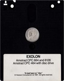 Cartridge artwork for Exolon on the Amstrad CPC.