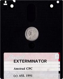 Cartridge artwork for Exterminator on the Amstrad CPC.